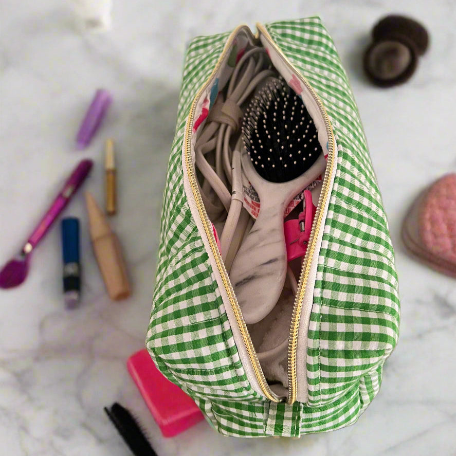Travel Makeup Bag Quilted, Toiletries Case, teachers gift, moms gift, handmade bag, gift for her, Cotton Toiletry Case, makeup bag, cosmetic pouch, toiletry organizer, vanity bag
large cosmetic bag, makeup travel case, brush holder, flat iron case,
hair tool bag, heat resistant pouch