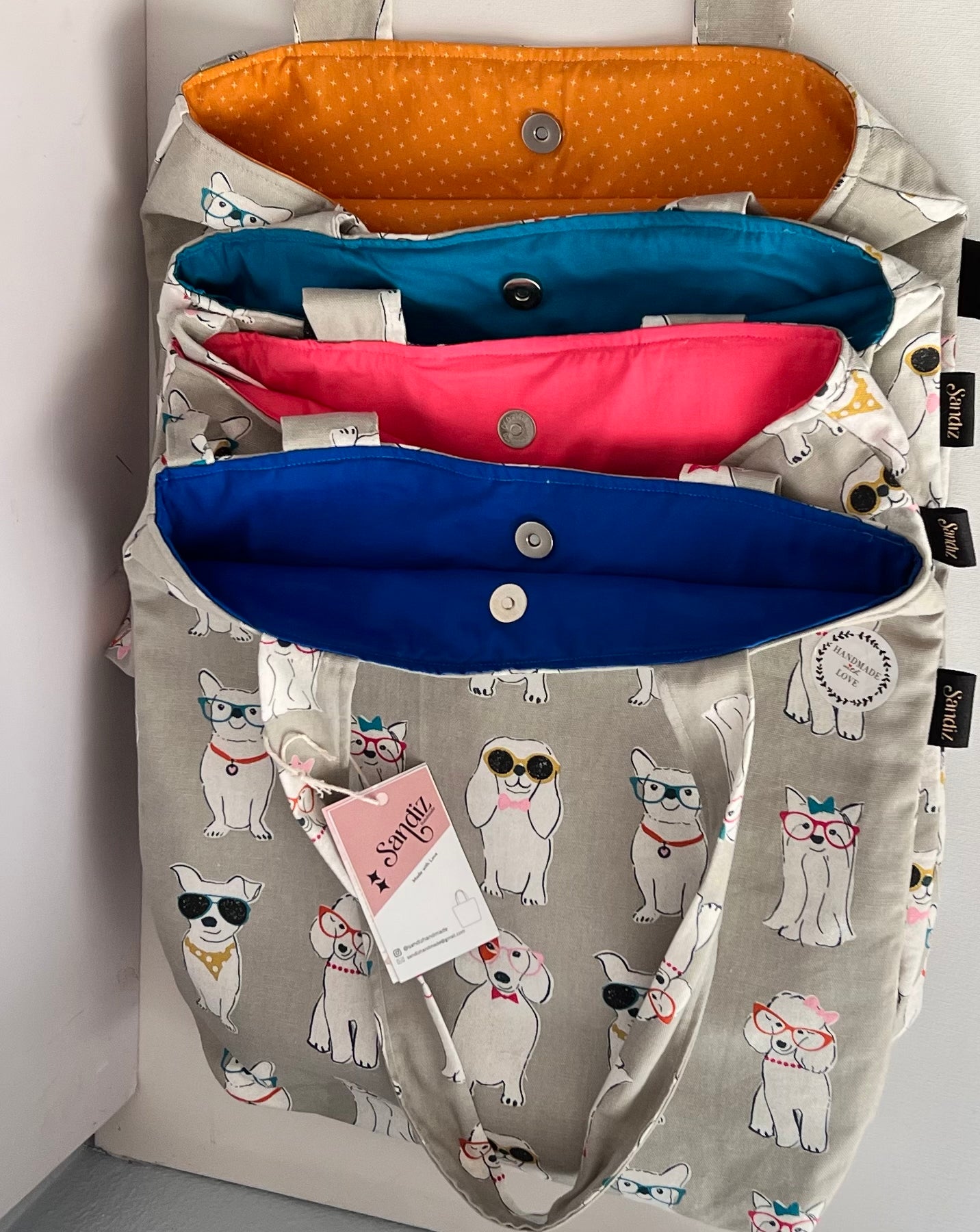 dog print tote bag, dog tote bag, dog print design