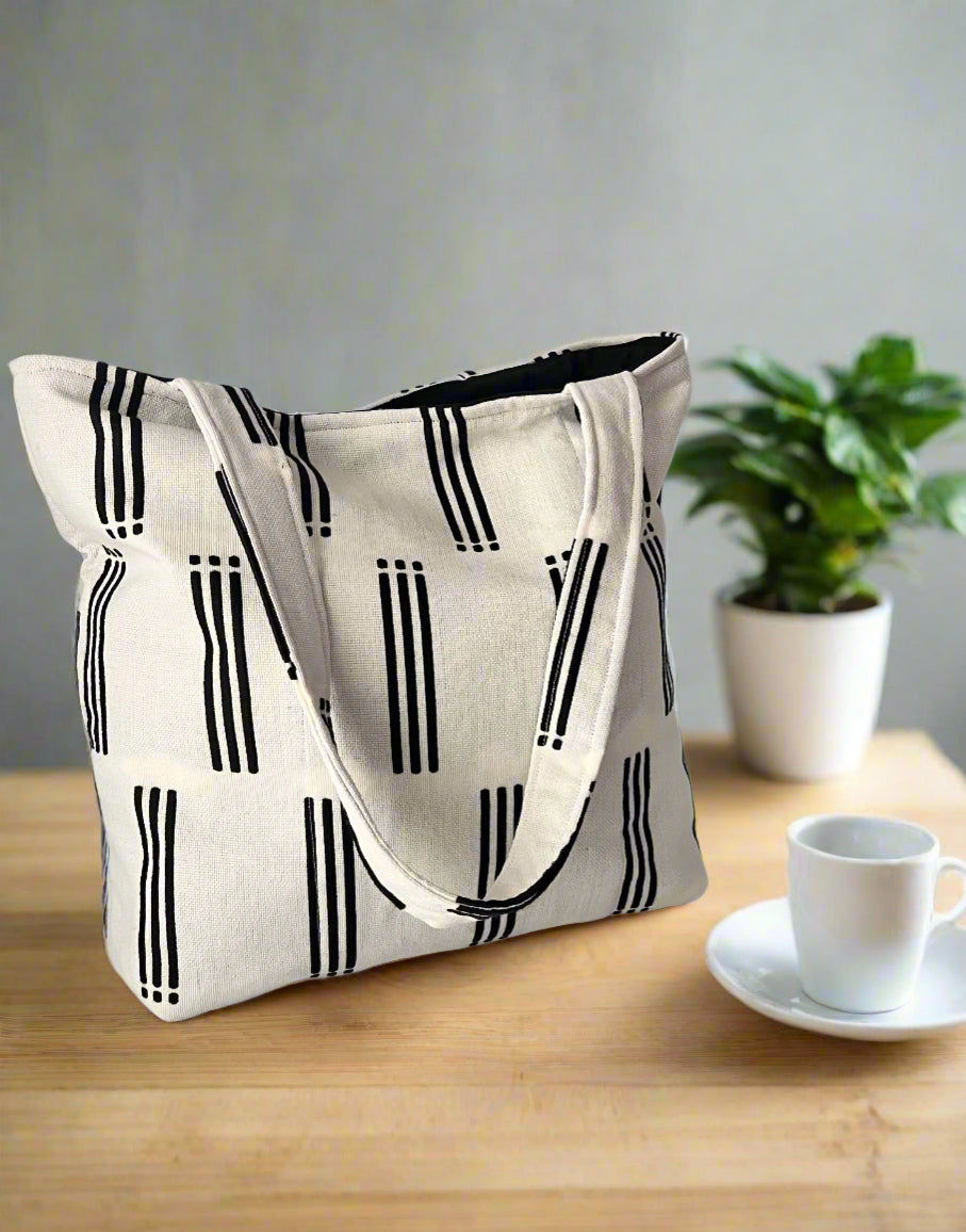 Black and White Handmade Tote Bag