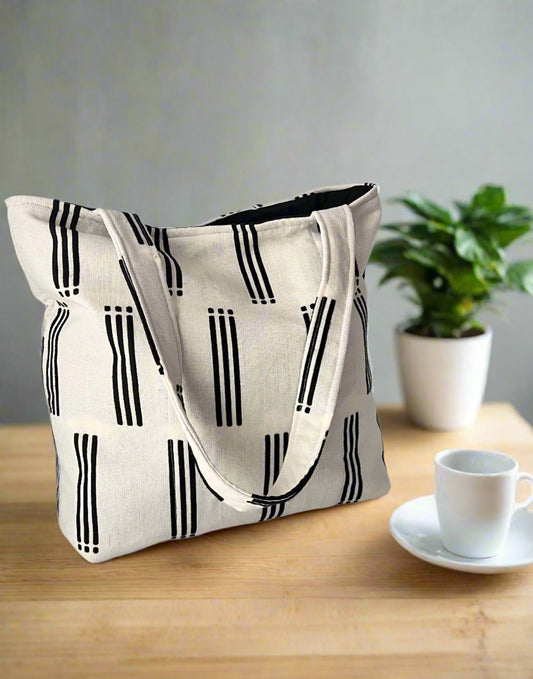 Black and White Handmade Tote Bag