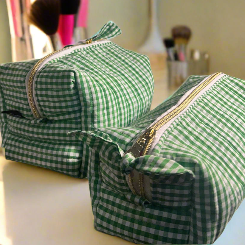 2 PCS Flower Travel Makeup Bag and Organizer, Quilted, Handmade