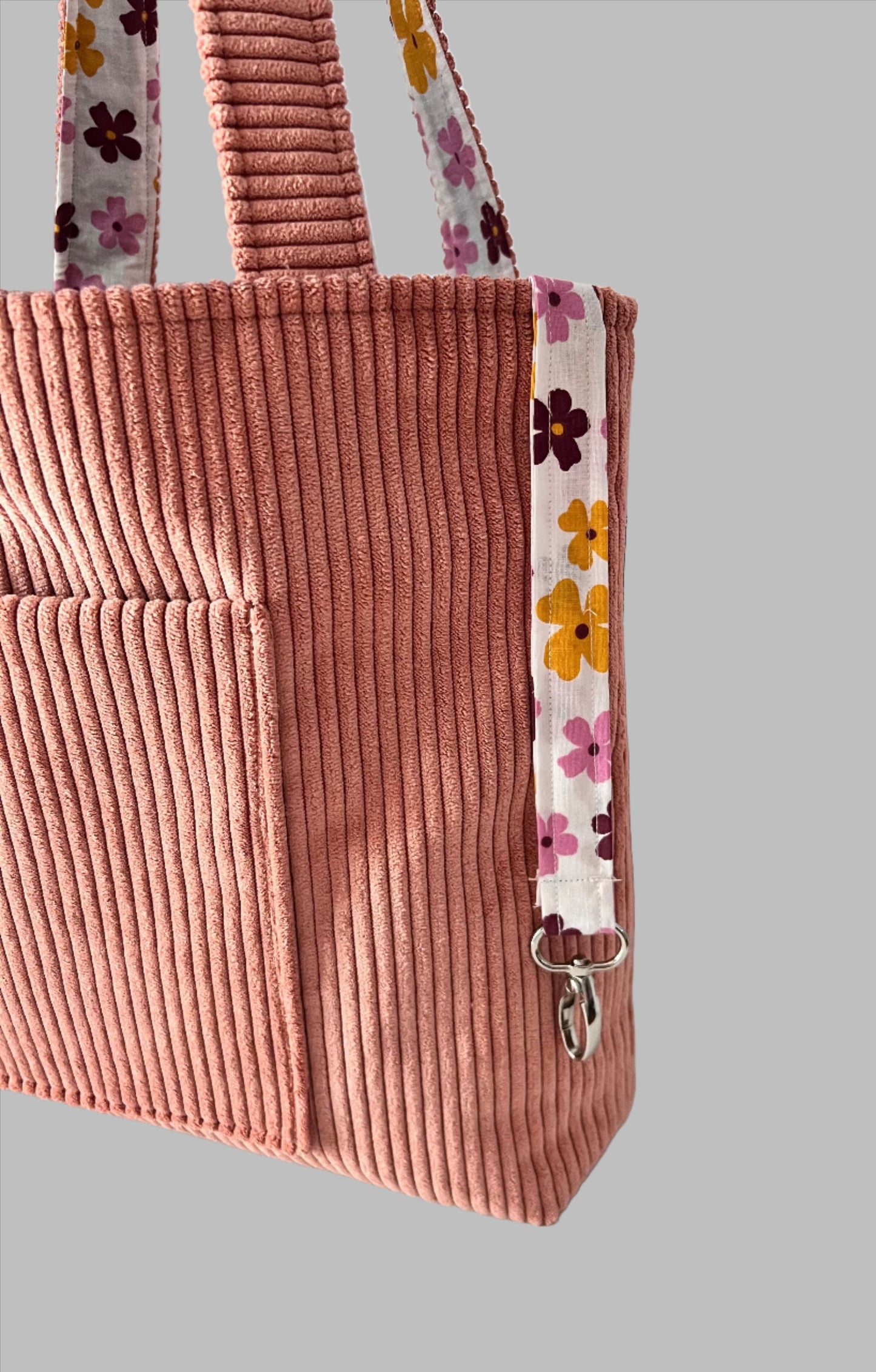 Corduroy Tote Bag, Handmade Reversible Bag