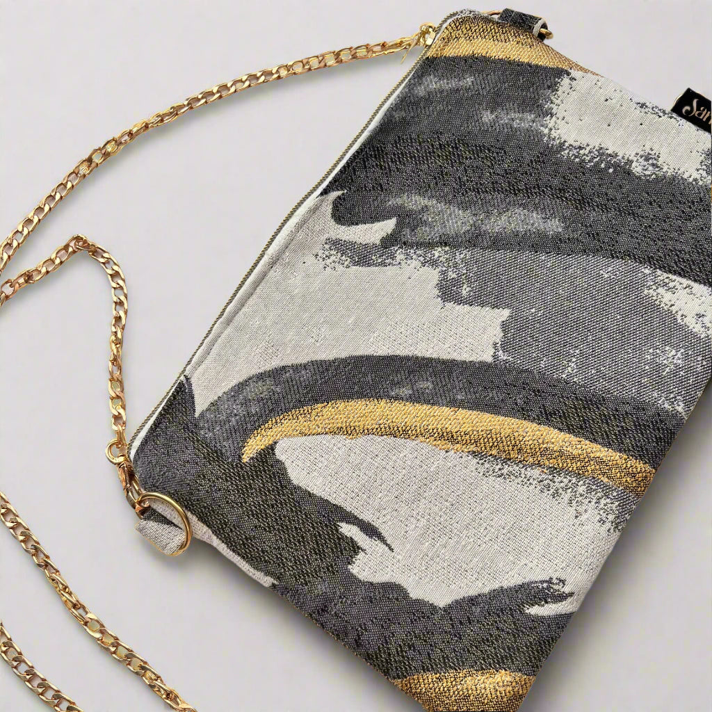 gold clutch bag gold bag crossbody bag black handbag handmade bag