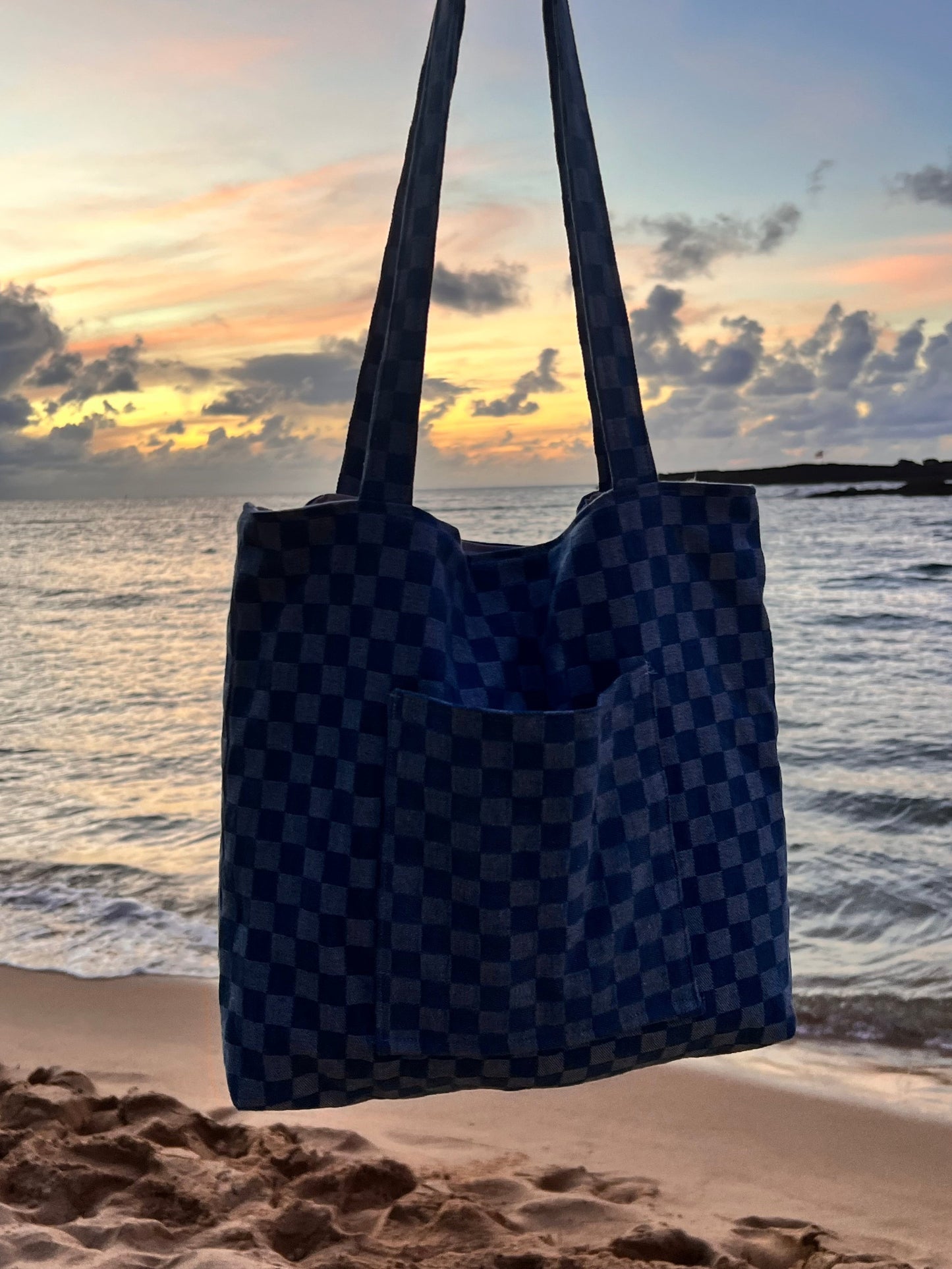 Handmade Blue Denim Tote Bag, Sandiz Handmade Bags