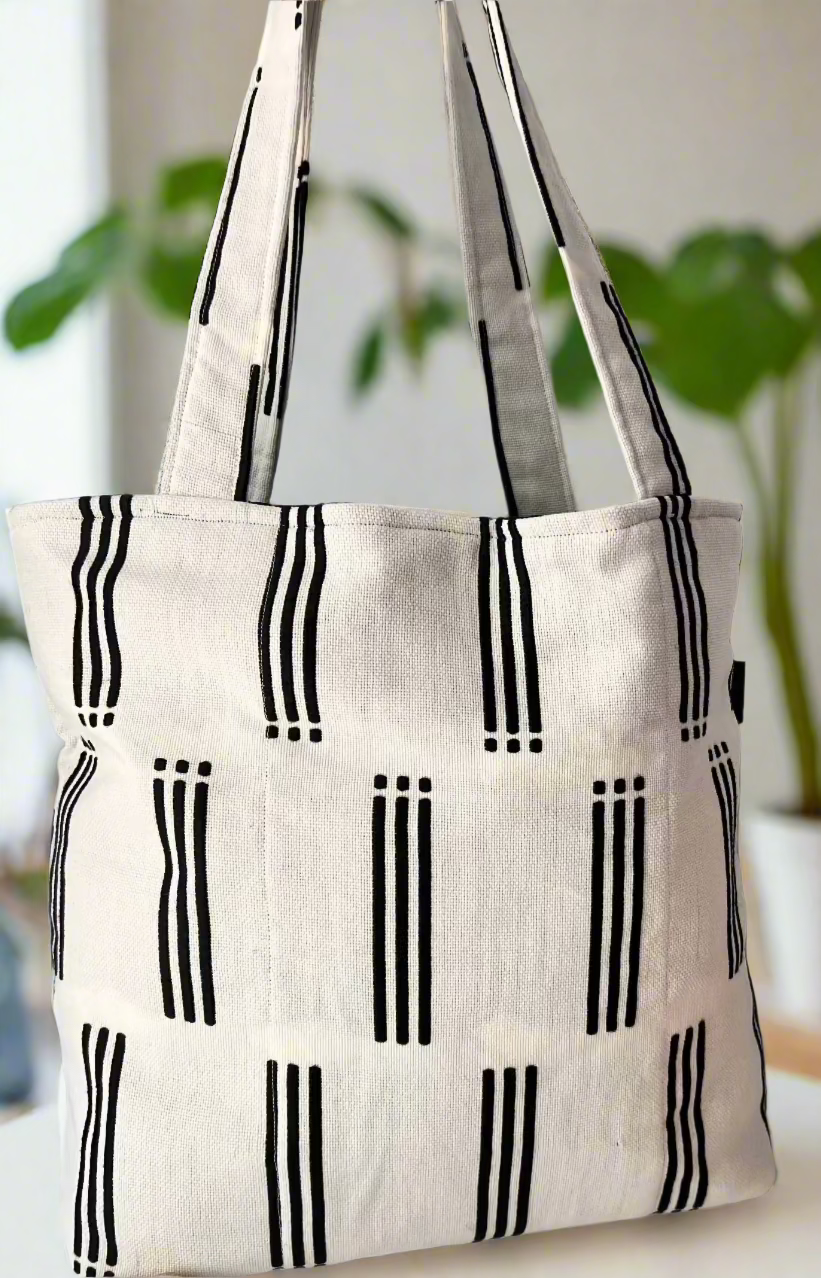Black and White Handmade Tote Bag
