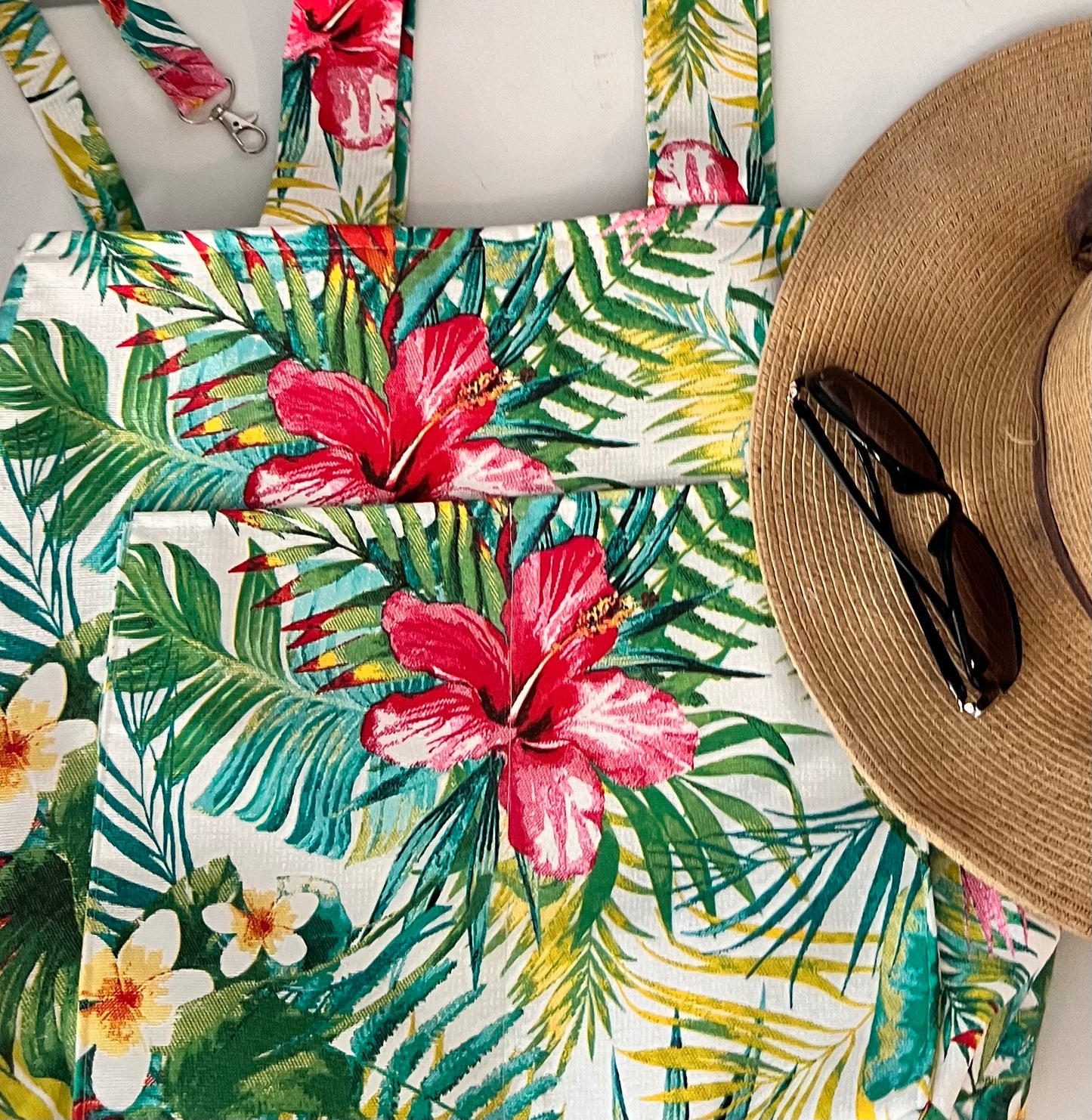 Red Amapola Large Beach Tote Bag, Handmade Tote Bag