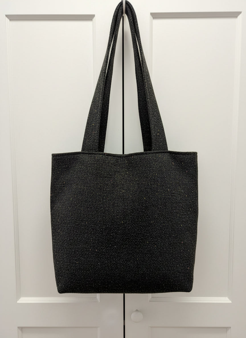 Winter Black Tote Bag set with Makeup Bag, Handmade Bag