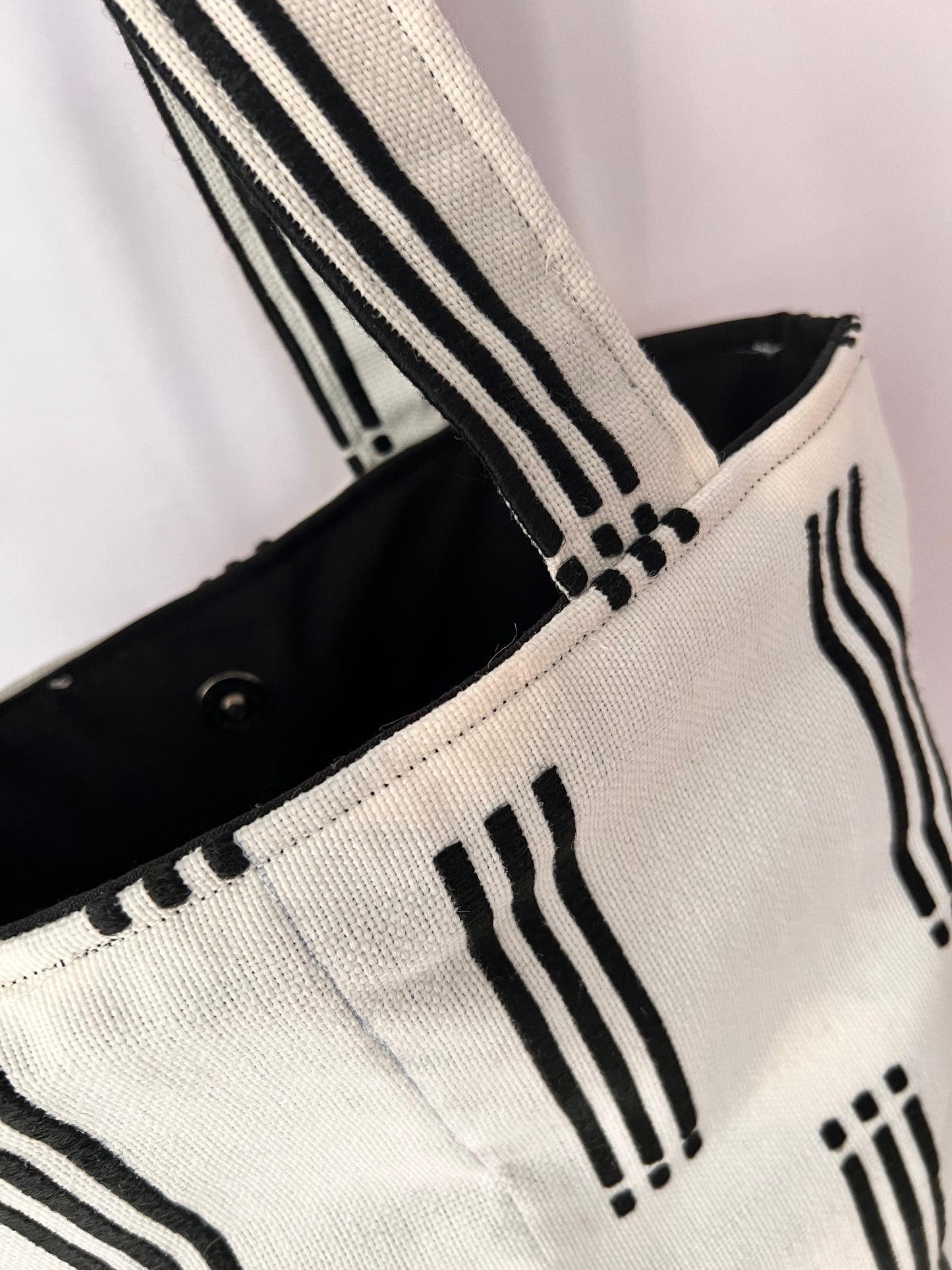 black and white tote bag, Handmade Bag