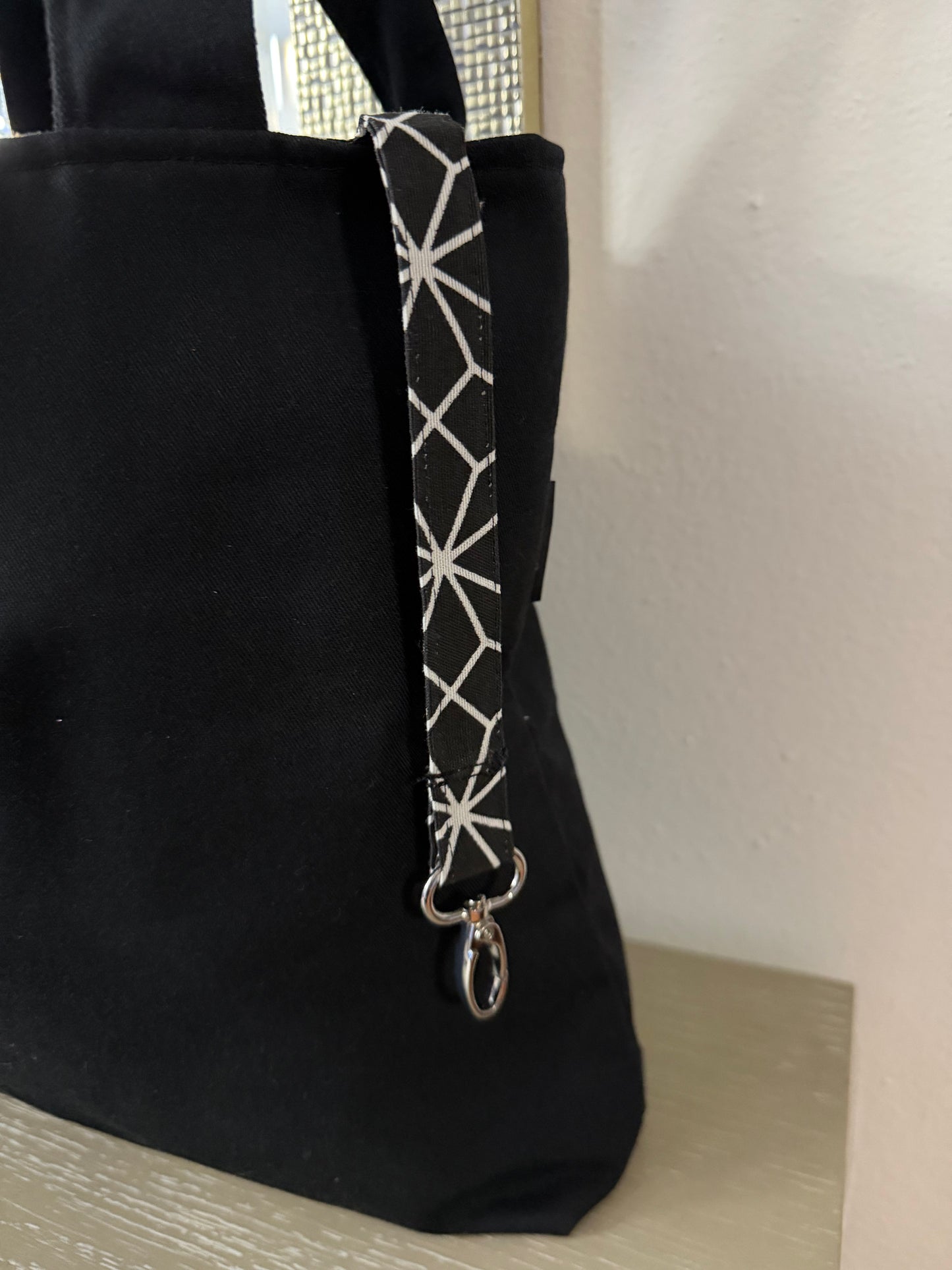 Black Moon Tote Bag Set with Makeup Bag , Handmade