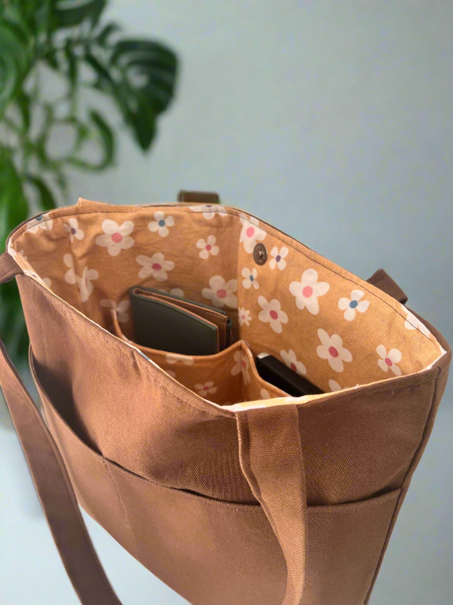 Tote Bag, Shoulder Bag, women bag, handmade bag, Canvas tote, Reusable tote, Eco-friendly tote, Cotton tote, Custom tote, Tote bag with pockets, Beach tote, small tote bag, Tote bag for work, Tote bag for school, Tote bag for groceries, Tote bag with long handles, brown tote bag