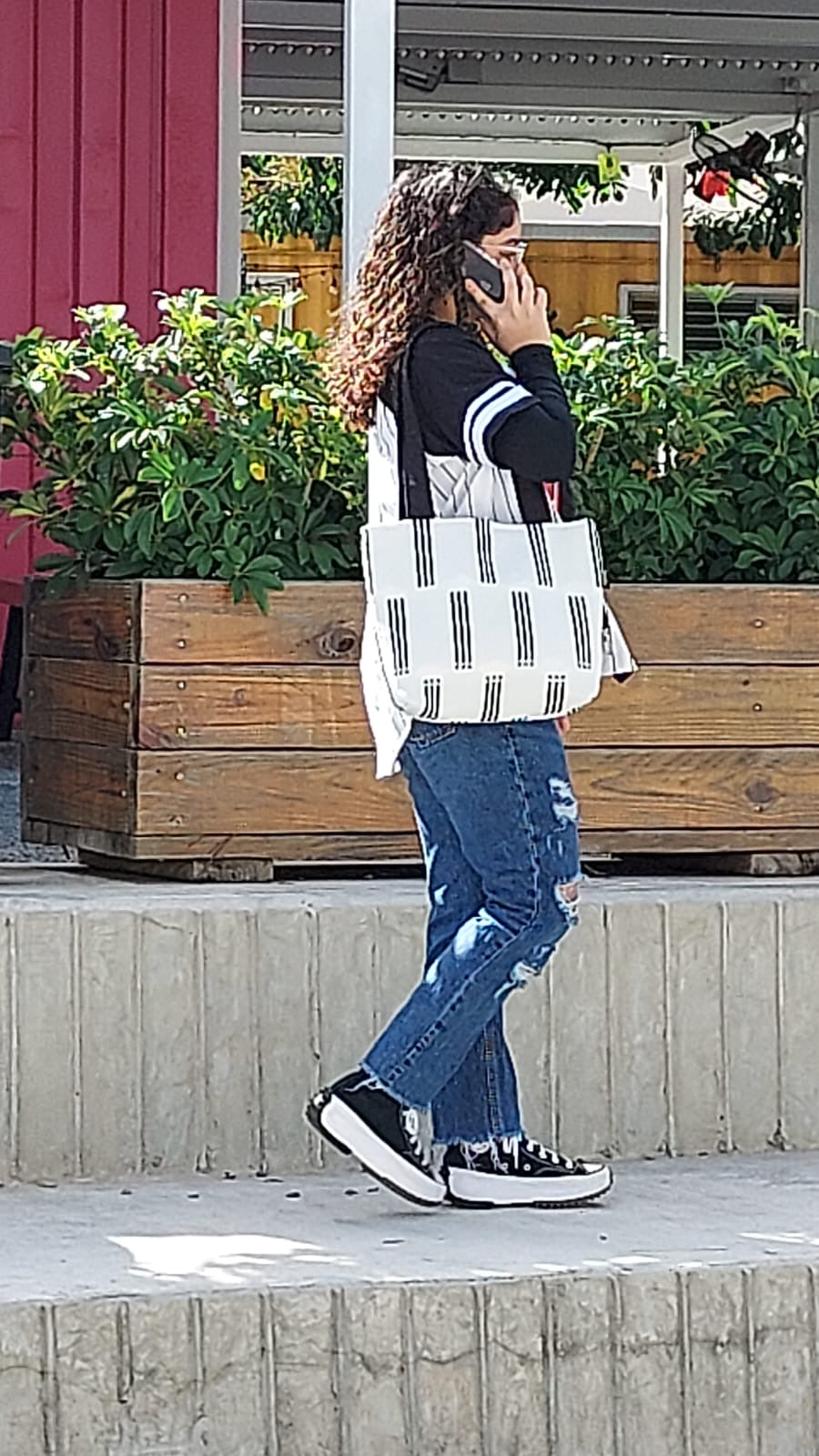 Black and white bag, black tote bag, handmade bag