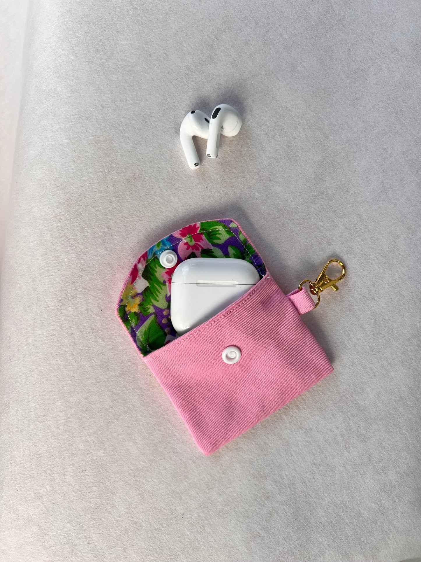 Earphone Case, Soft Protective Cover with Easy Access (Blue), Handmade