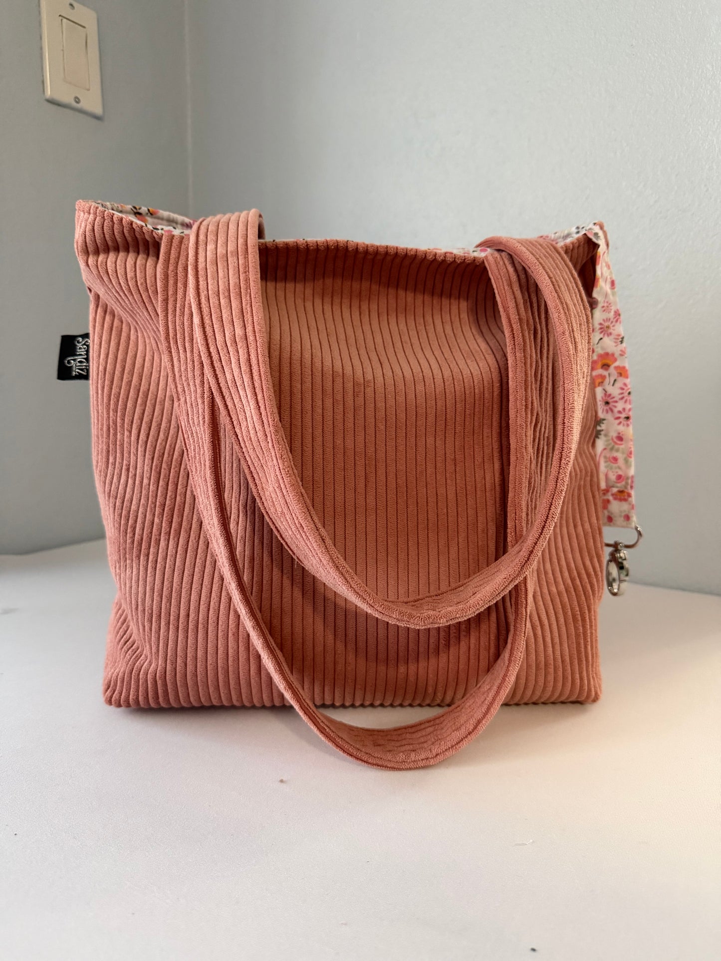 Gianna Tote Bag Set, Corduroy,  RoseGold Small Handmade Bag