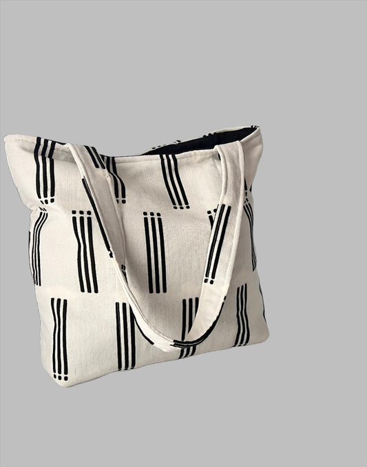 Black and White Handmade Tote Bag