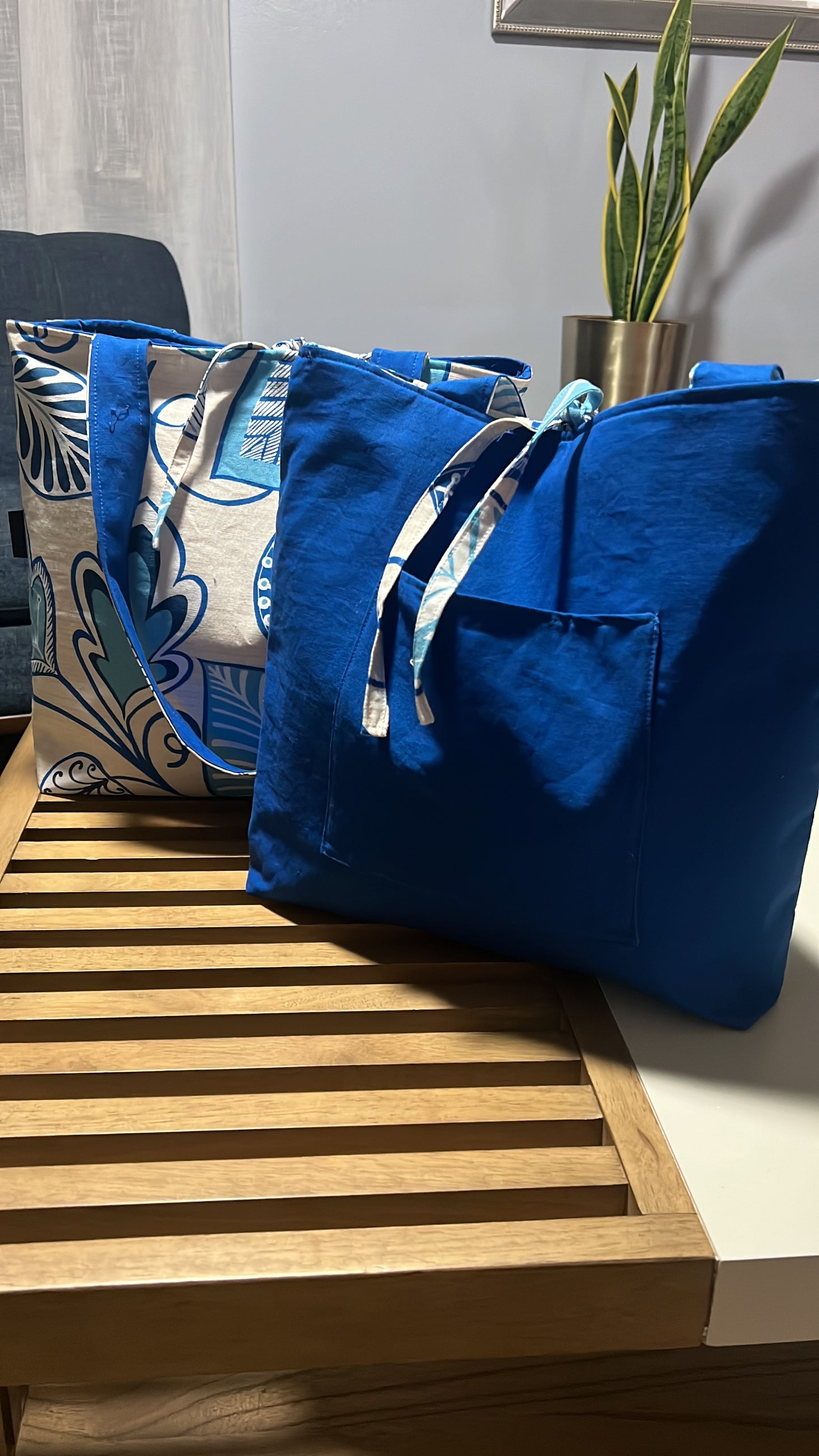 Blue sky Reversible Tote Bag Set