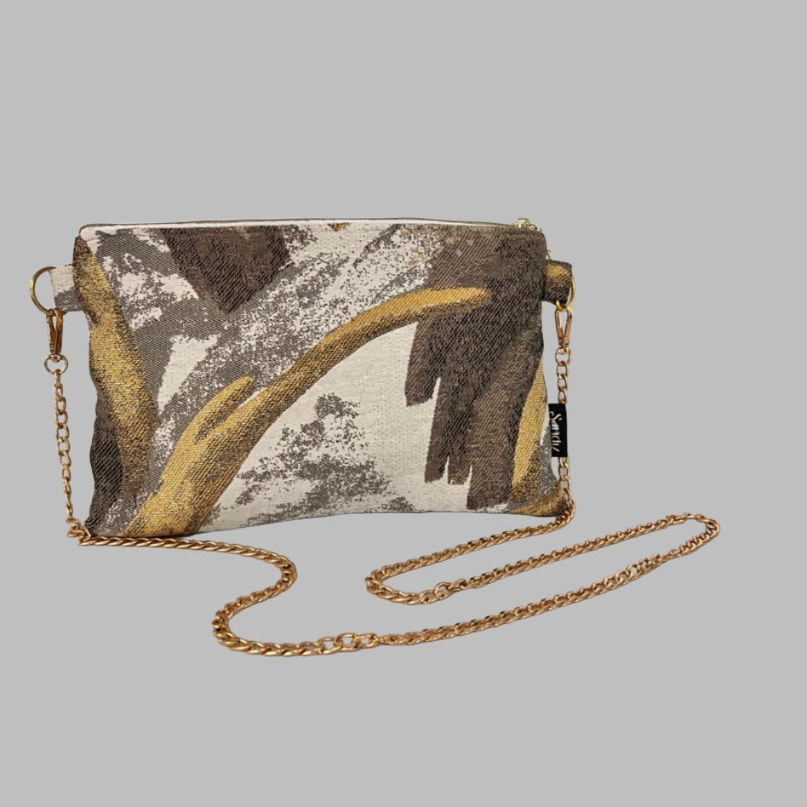 gold clutch bag  gold bag  crossbody bag  brown bag  black and gold bag