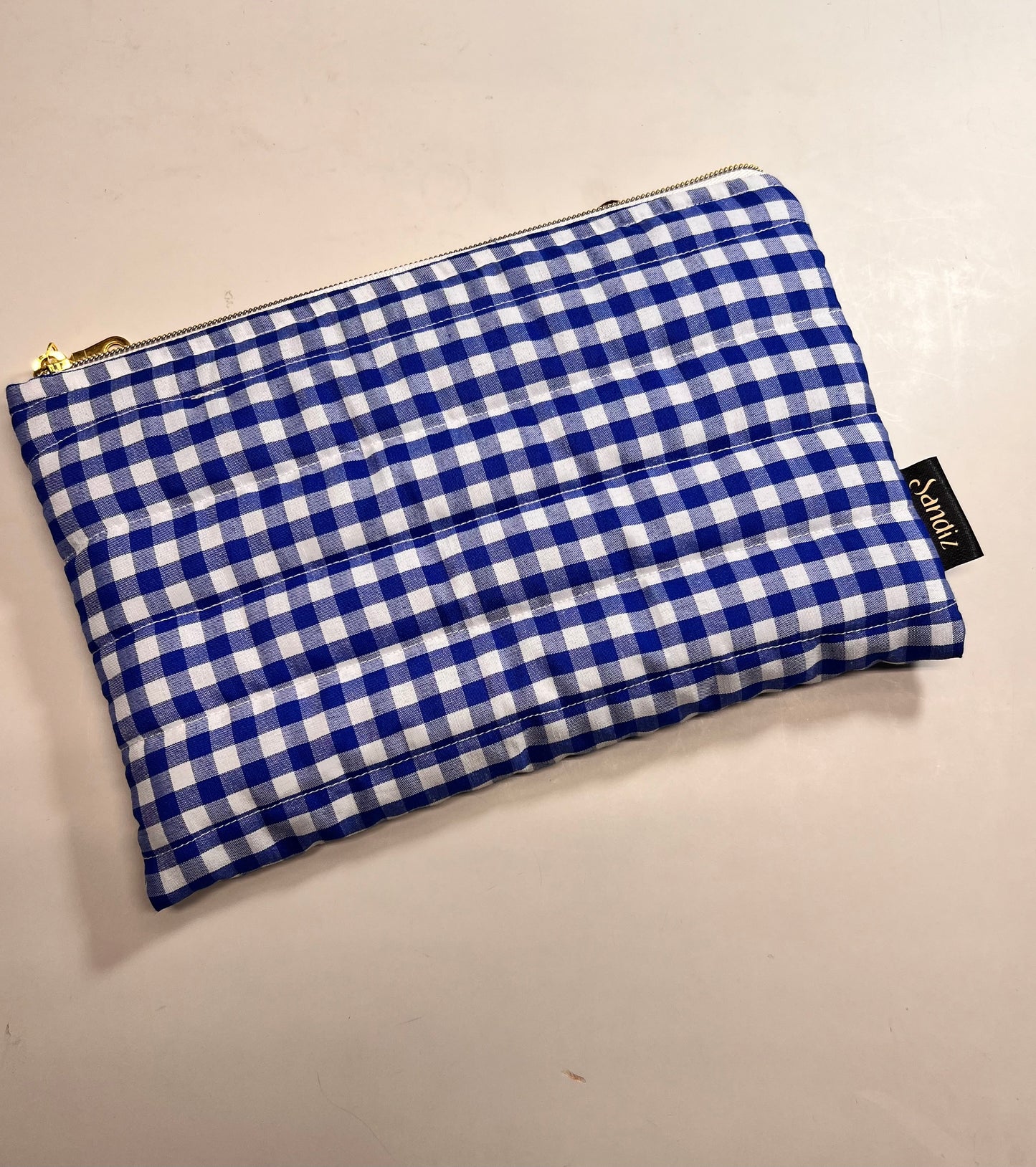 Chic Gingam Makeup Bag, Handmade