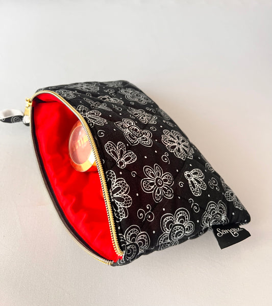 Black Moon Makeup Bag, Cotton, Small, Handmade