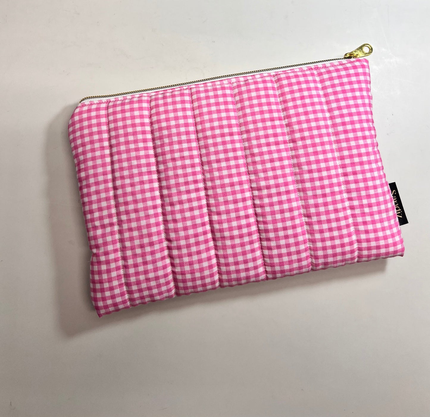 Chic Gingam Makeup Bag, Handmade