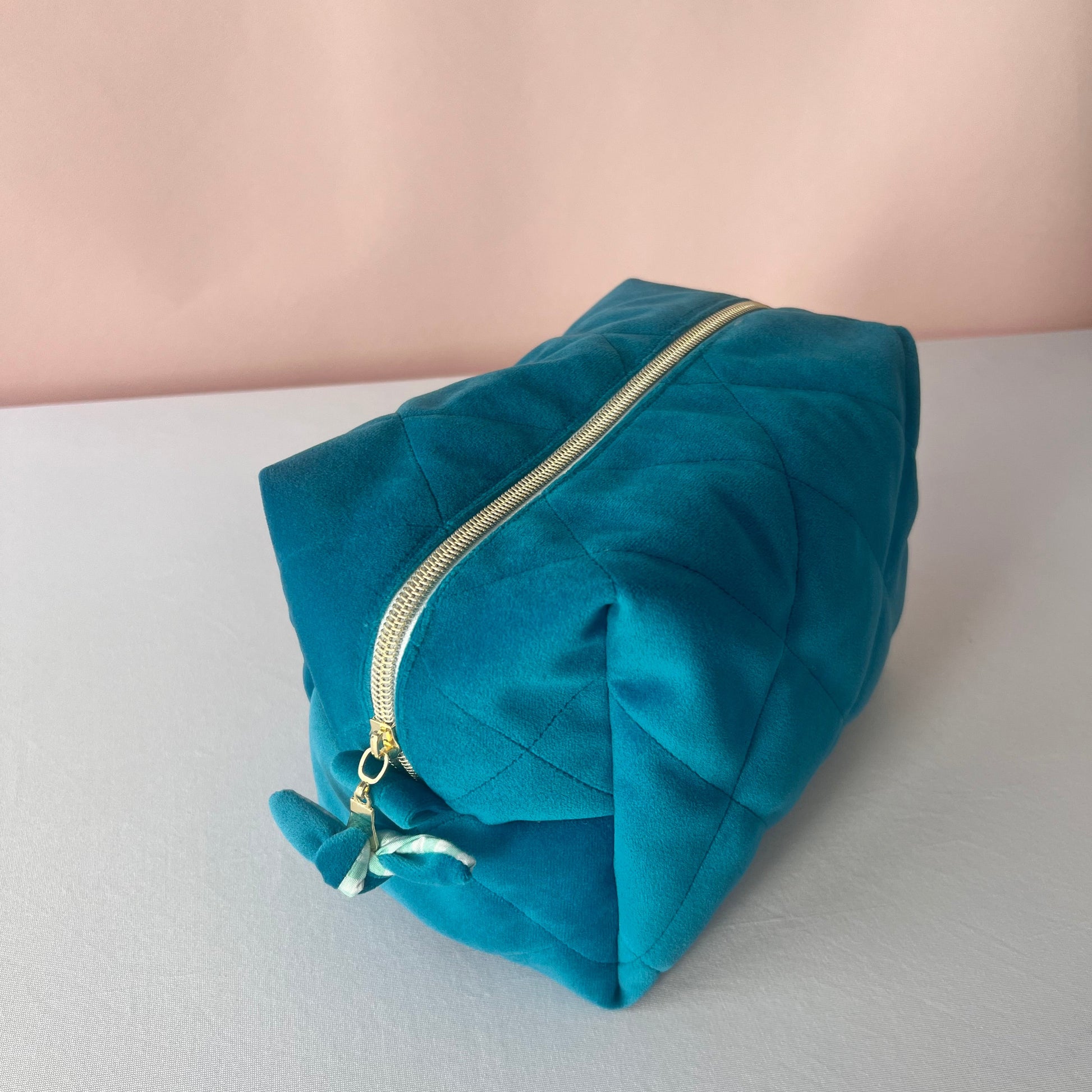 Handmade Makeup Pouch, Blue Velvet,Sandiz Handmade