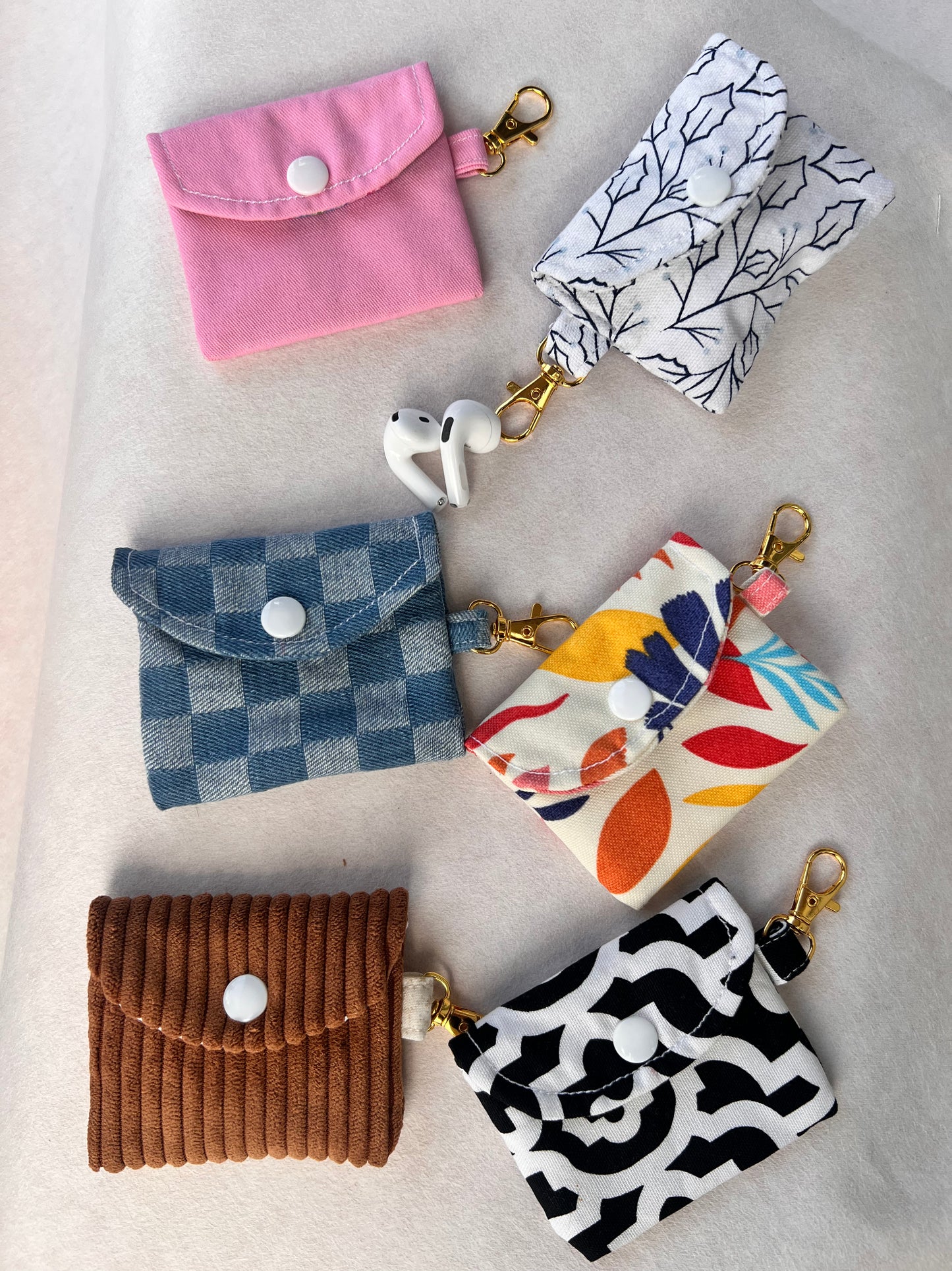 Earphone Case, Soft Protective Cover with Easy Access (Blue), Handmade