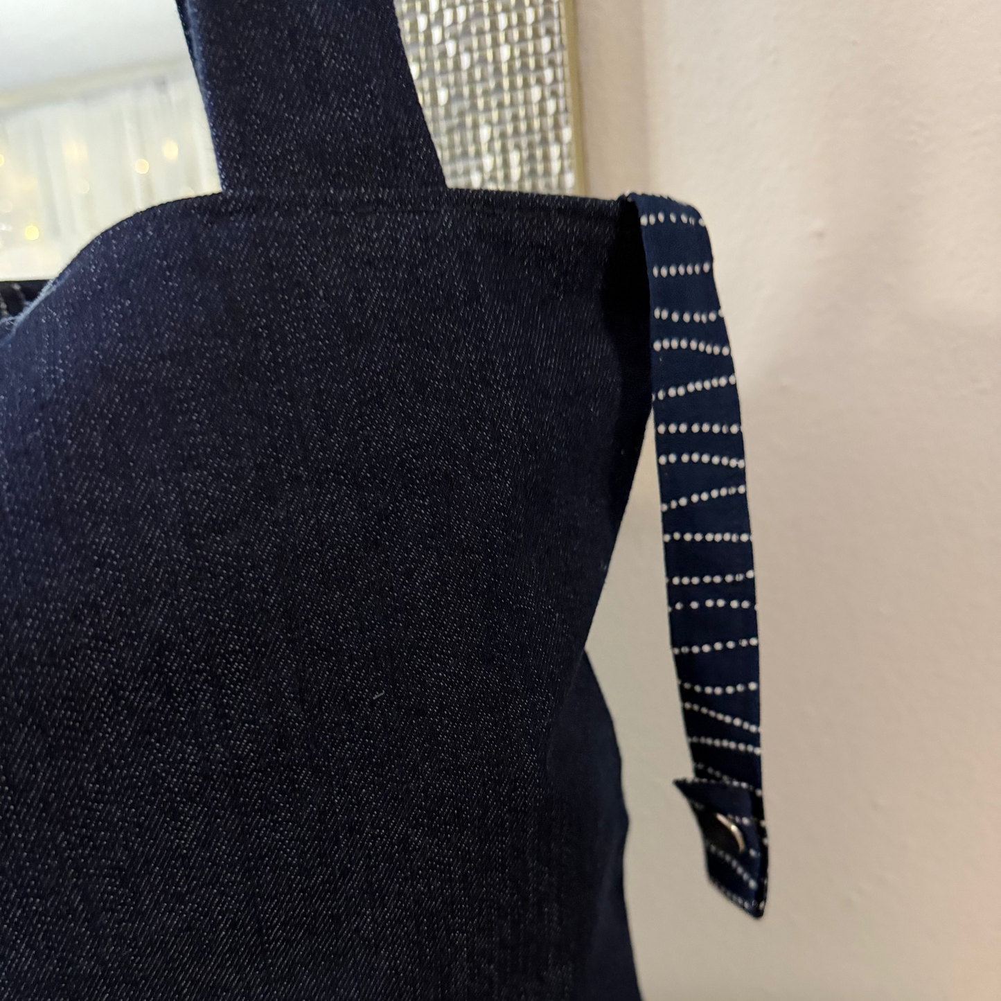 Blue Denim Tote bag Set with Makeup Bag, Handmade Tote Bag