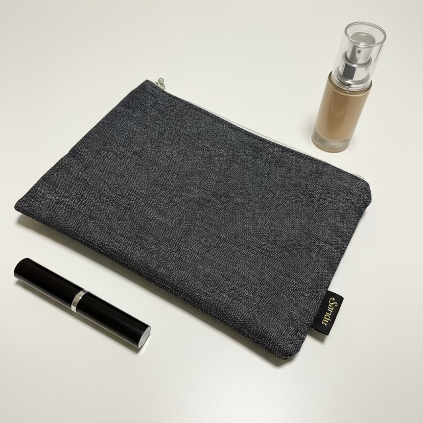 Blue Denim Tote bag Set with Makeup Bag, Handmade Tote Bag