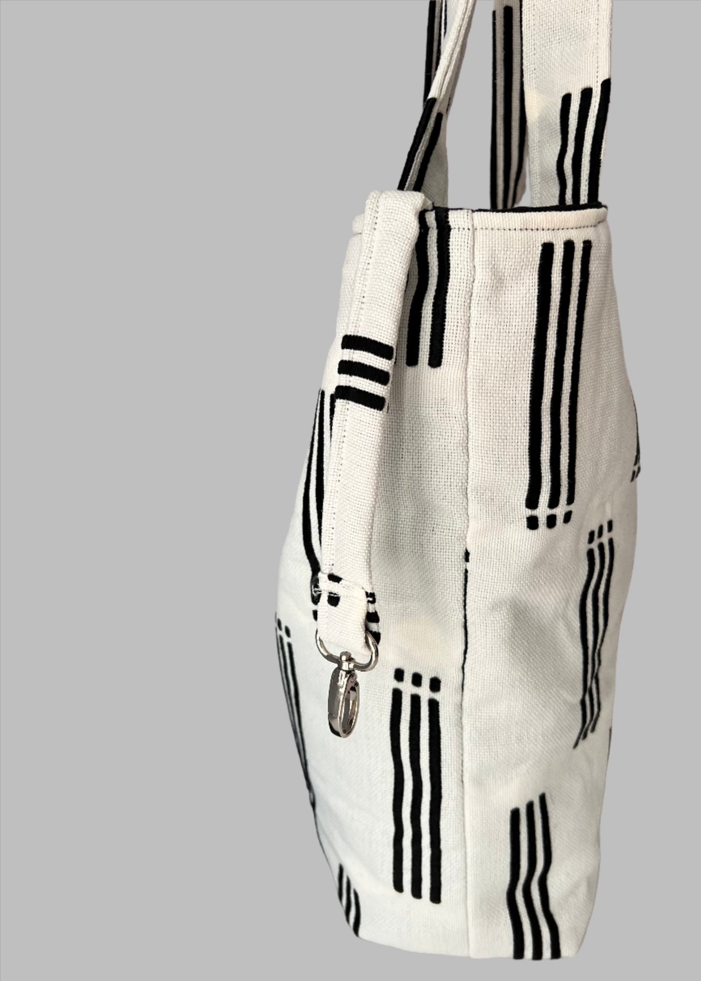 black and white tote bag, Handmade Bag