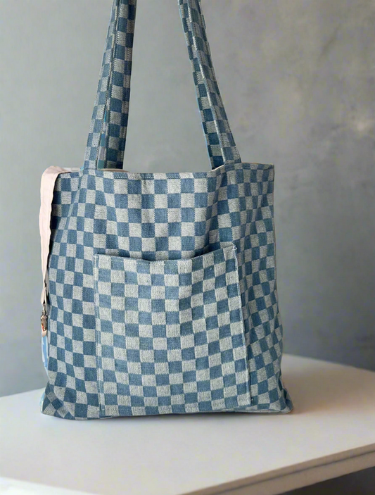 women bag  Tote Bag  handbags  handbag  designer boho bag  designer bags  denim bag  checkered bag  bag for women  checkered tote bag  shoulder bag  Bags Lightweight Shoulder Bag Tote Handb